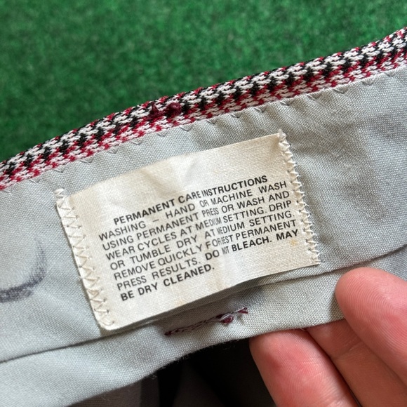 Vintage 70s Flare Bell Bottom Checkered Striped Mens 30x32 Talon Disco Pants - Picture 4 of 11